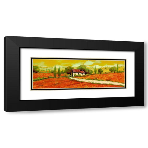Rosso Papavero Black Modern Wood Framed Art Print with Double Matting by Borelli, Guido