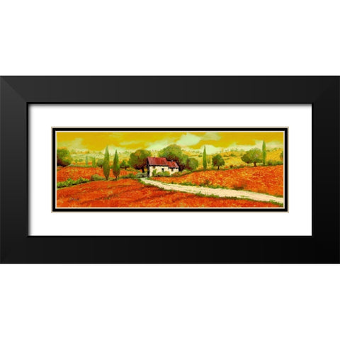 Rosso Papavero Black Modern Wood Framed Art Print with Double Matting by Borelli, Guido
