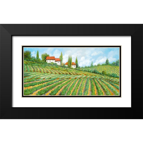 tre case nella vigna Black Modern Wood Framed Art Print with Double Matting by Borelli, Guido