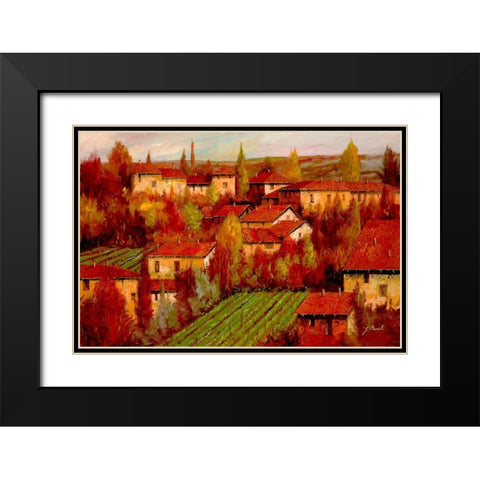 Le Case Rosse sul Poggio Black Modern Wood Framed Art Print with Double Matting by Borelli, Guido