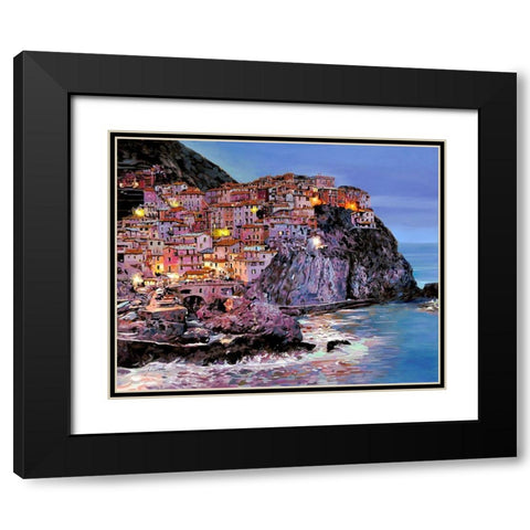 Crepuscolo a Manarola Black Modern Wood Framed Art Print with Double Matting by Borelli, Guido