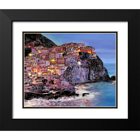 Crepuscolo a Manarola Black Modern Wood Framed Art Print with Double Matting by Borelli, Guido