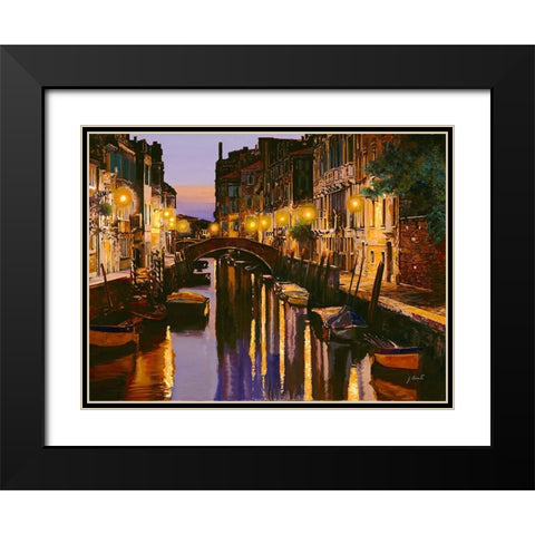 Venezia al Crepuscolo Black Modern Wood Framed Art Print with Double Matting by Borelli, Guido