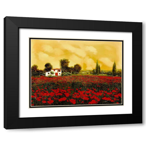 I Papaveri e lestate Calda Black Modern Wood Framed Art Print with Double Matting by Borelli, Guido