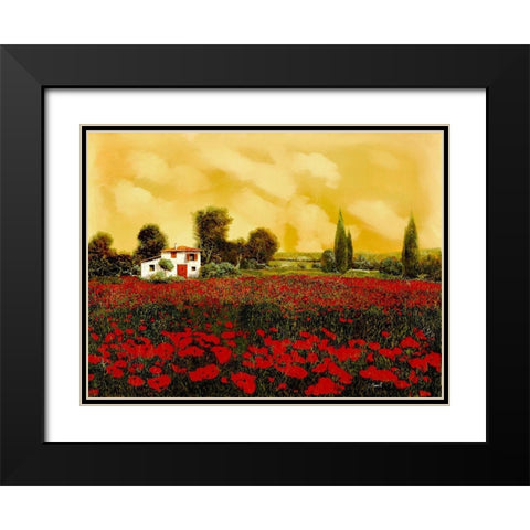 I Papaveri e lestate Calda Black Modern Wood Framed Art Print with Double Matting by Borelli, Guido