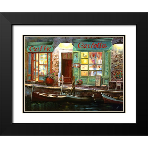 caffe carlotta Black Modern Wood Framed Art Print with Double Matting by Borelli, Guido