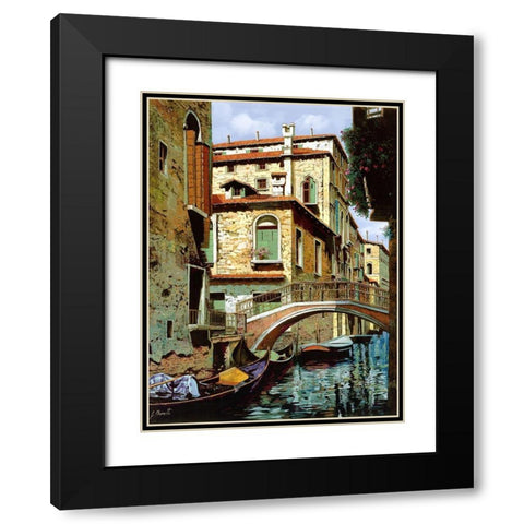 rio degli squeri Black Modern Wood Framed Art Print with Double Matting by Borelli, Guido