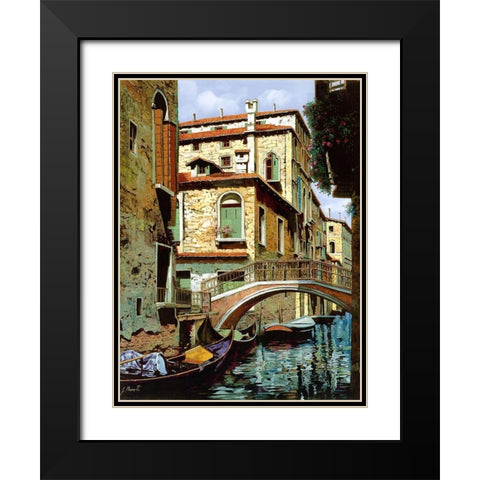 rio degli squeri Black Modern Wood Framed Art Print with Double Matting by Borelli, Guido