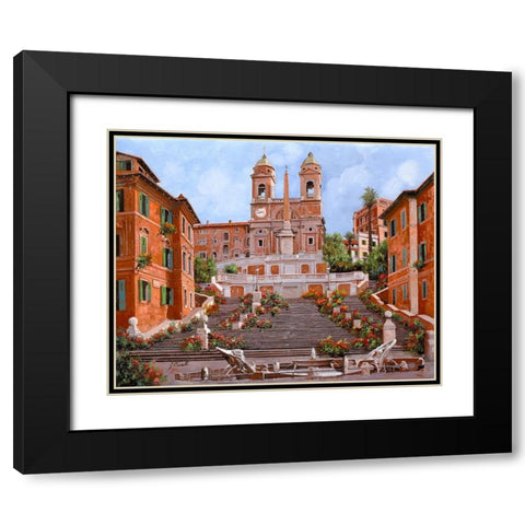 trinita dei monti Black Modern Wood Framed Art Print with Double Matting by Borelli, Guido