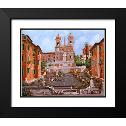 trinita dei monti Black Modern Wood Framed Art Print with Double Matting by Borelli, Guido