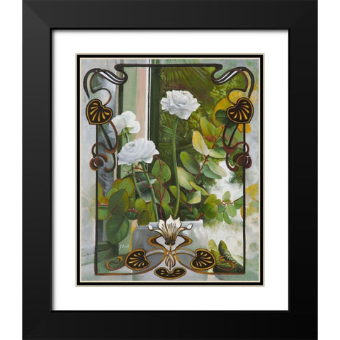Rose Bianche Liberty Black Modern Wood Framed Art Print with Double Matting by Borelli, Guido