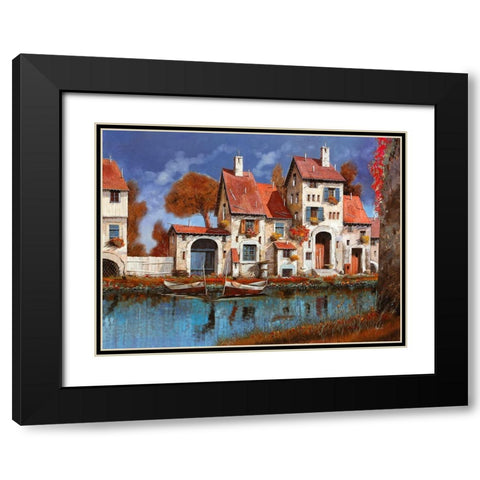 La Cascina Sul Lago Black Modern Wood Framed Art Print with Double Matting by Borelli, Guido
