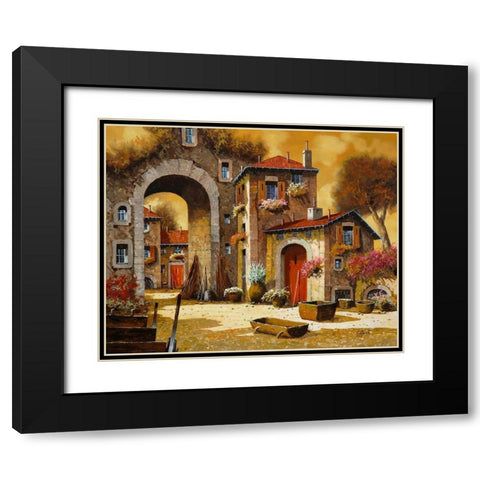 Arco Giallo Black Modern Wood Framed Art Print with Double Matting by Borelli, Guido