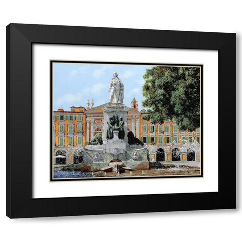 Place Garibaldi in Nice Black Modern Wood Framed Art Print with Double Matting by Borelli, Guido
