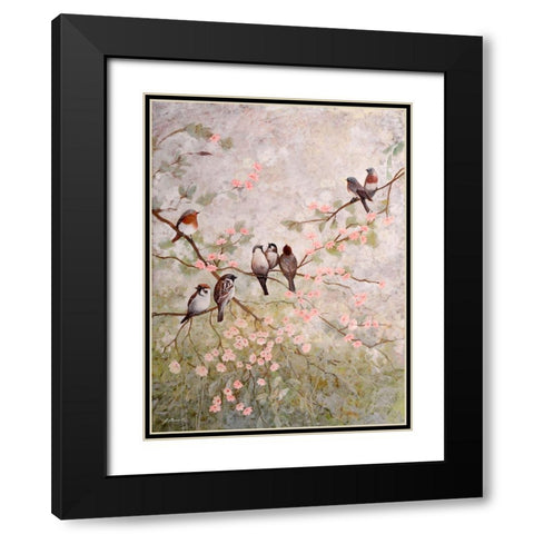 Decorazione con 8 uccelli Black Modern Wood Framed Art Print with Double Matting by Borelli, Guido