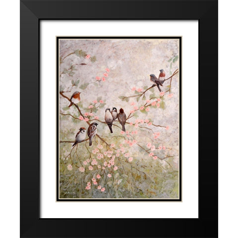 Decorazione con 8 uccelli Black Modern Wood Framed Art Print with Double Matting by Borelli, Guido