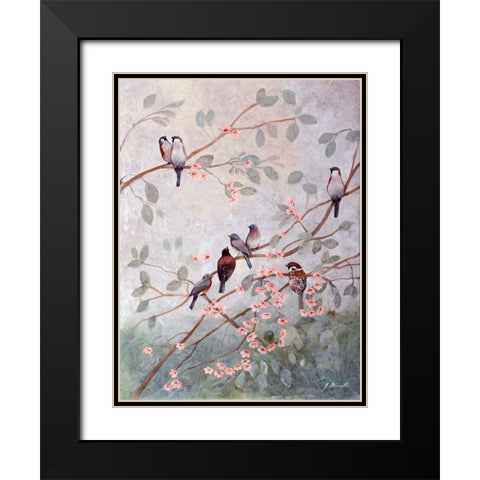 Decorazione con altri 8 uccelli Black Modern Wood Framed Art Print with Double Matting by Borelli, Guido