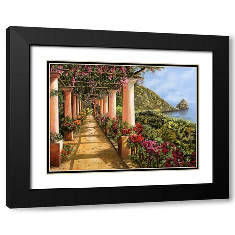 Tante Colonne sul golfo Black Modern Wood Framed Art Print with Double Matting by Borelli, Guido