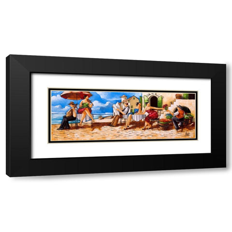 Thursday Morning at Cafe da Vinci Black Modern Wood Framed Art Print with Double Matting by West, Ronald