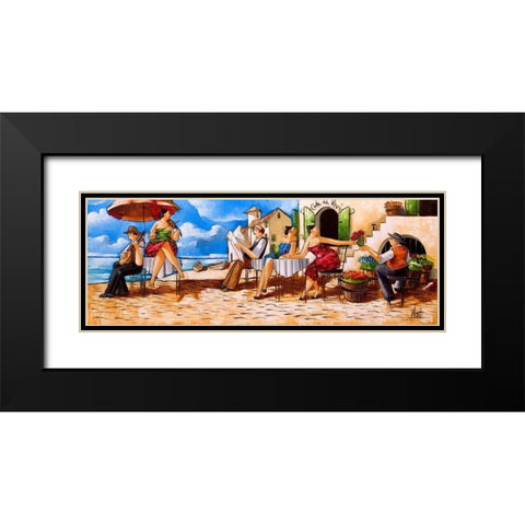 Thursday Morning at Cafe da Vinci Black Modern Wood Framed Art Print with Double Matting by West, Ronald