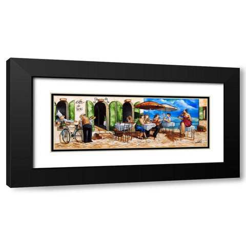 Monday Morning at Cafe da Vinci Black Modern Wood Framed Art Print with Double Matting by West, Ronald