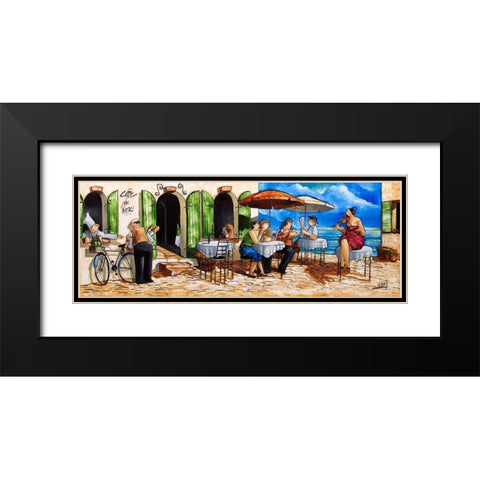 Monday Morning at Cafe da Vinci Black Modern Wood Framed Art Print with Double Matting by West, Ronald