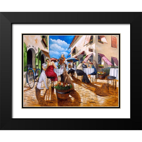 Lady and Greyhounds Black Modern Wood Framed Art Print with Double Matting by West, Ronald