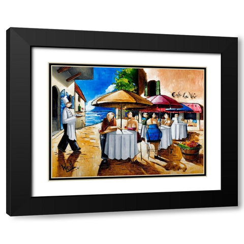 Cafe La Vi Black Modern Wood Framed Art Print with Double Matting by West, Ronald