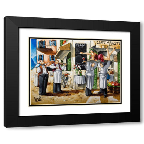 Getting Ready Black Modern Wood Framed Art Print with Double Matting by West, Ronald