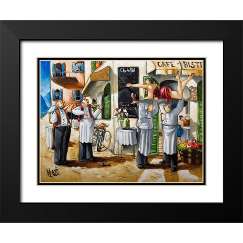 Getting Ready Black Modern Wood Framed Art Print with Double Matting by West, Ronald