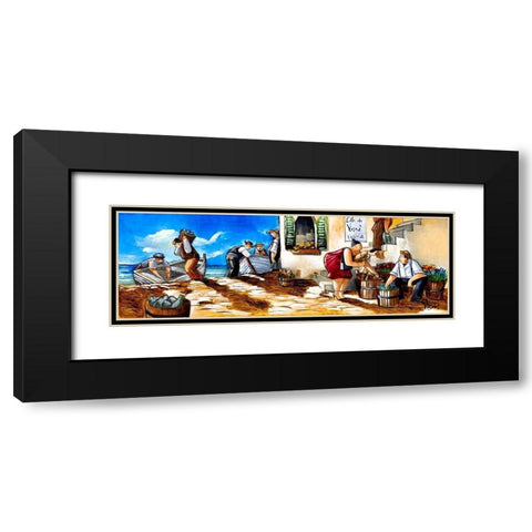 Fisherman Black Modern Wood Framed Art Print with Double Matting by West, Ronald