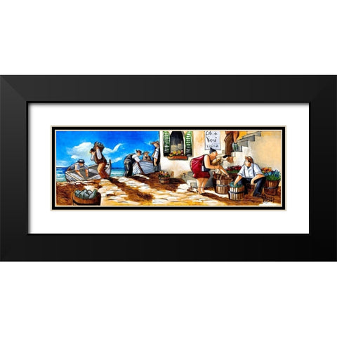 Fisherman Black Modern Wood Framed Art Print with Double Matting by West, Ronald