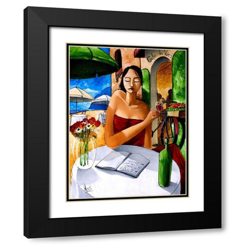 Solitary Diner Black Modern Wood Framed Art Print with Double Matting by West, Ronald