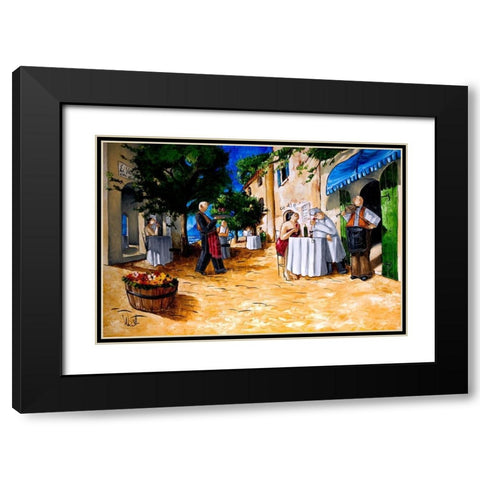 Lunch at Cafe Le Vitto Black Modern Wood Framed Art Print with Double Matting by West, Ronald