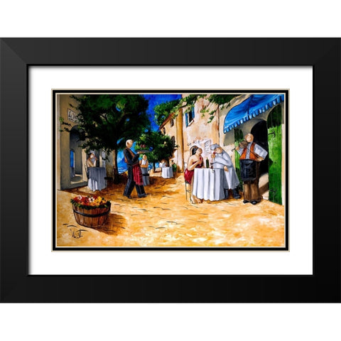 Lunch at Cafe Le Vitto Black Modern Wood Framed Art Print with Double Matting by West, Ronald