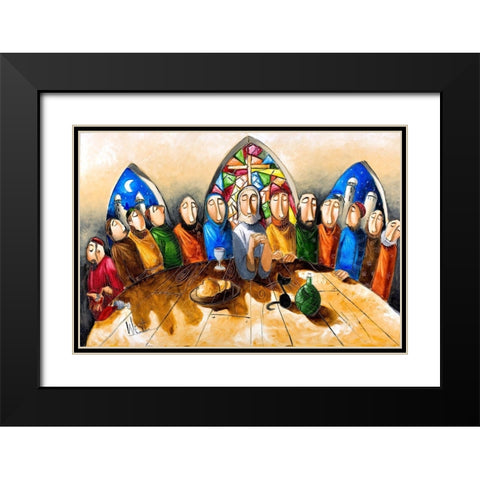 Last Supper Black Modern Wood Framed Art Print with Double Matting by West, Ronald