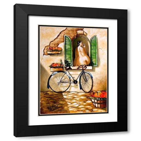 Mellow Days Black Modern Wood Framed Art Print with Double Matting by West, Ronald