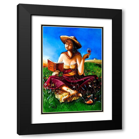 Lady of the Flowers Black Modern Wood Framed Art Print with Double Matting by West, Ronald