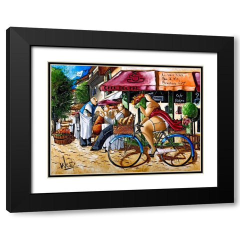 Cafe del Mar Black Modern Wood Framed Art Print with Double Matting by West, Ronald