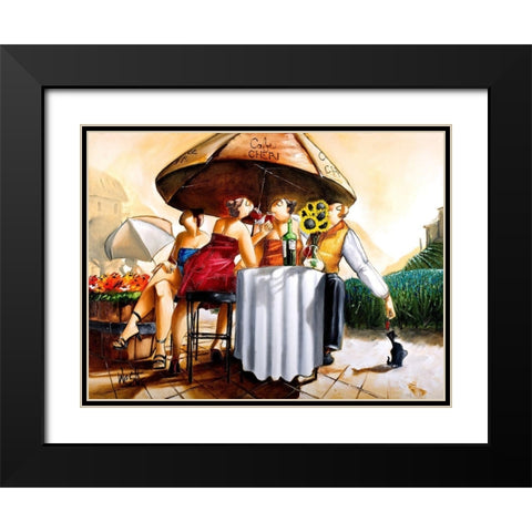 Cafe Cheri Black Modern Wood Framed Art Print with Double Matting by West, Ronald