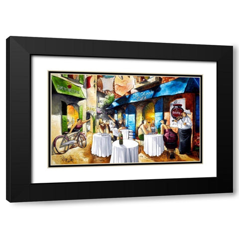 St. Olivers Cafe Black Modern Wood Framed Art Print with Double Matting by West, Ronald