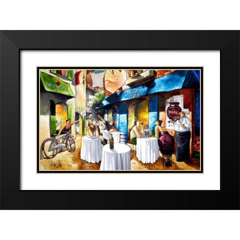 St. Olivers Cafe Black Modern Wood Framed Art Print with Double Matting by West, Ronald