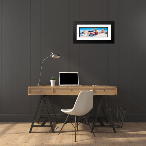 Gone Surfing Black Modern Wood Framed Art Print with Double Matting by West, Ronald