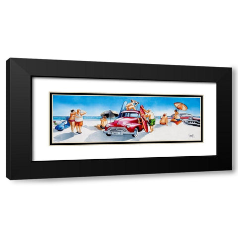 Gone Surfing Black Modern Wood Framed Art Print with Double Matting by West, Ronald