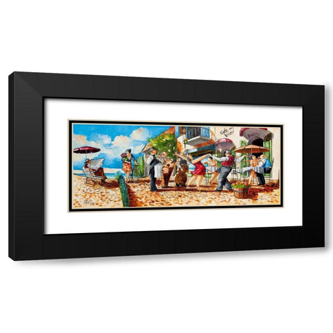 Tango At Cafe da Vinci Black Modern Wood Framed Art Print with Double Matting by West, Ronald