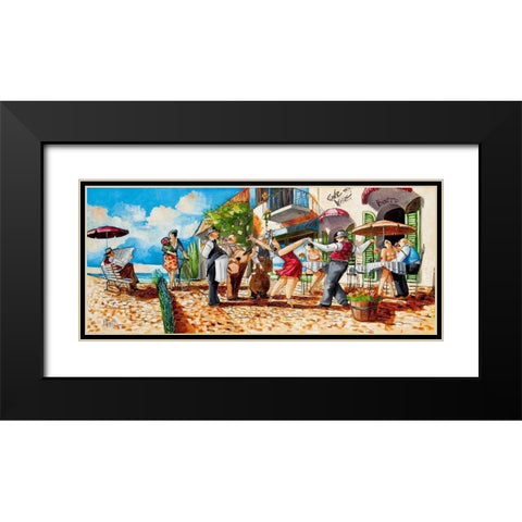 Tango At Cafe da Vinci Black Modern Wood Framed Art Print with Double Matting by West, Ronald