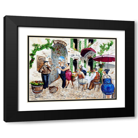 Corner Cafe at Cafe da Vinci I Black Modern Wood Framed Art Print with Double Matting by West, Ronald