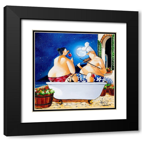 Moonlight Serenade Black Modern Wood Framed Art Print with Double Matting by West, Ronald