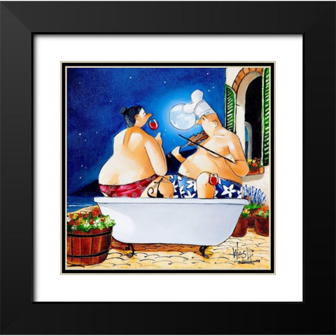 Moonlight Serenade Black Modern Wood Framed Art Print with Double Matting by West, Ronald