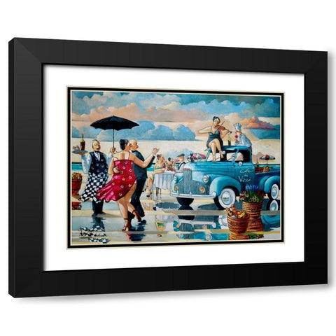 Beach Lambada I Black Modern Wood Framed Art Print with Double Matting by West, Ronald